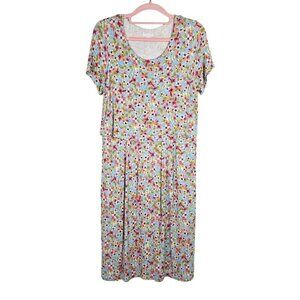 J. JILL Floral Dress size XS BLUE PINK & GREEN Summer Casual Pockets Cottagecore